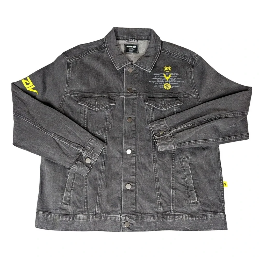 Logan Paul WWE Maverick Clothing Co Men‎ Washed Black Graphic Denim Jacket